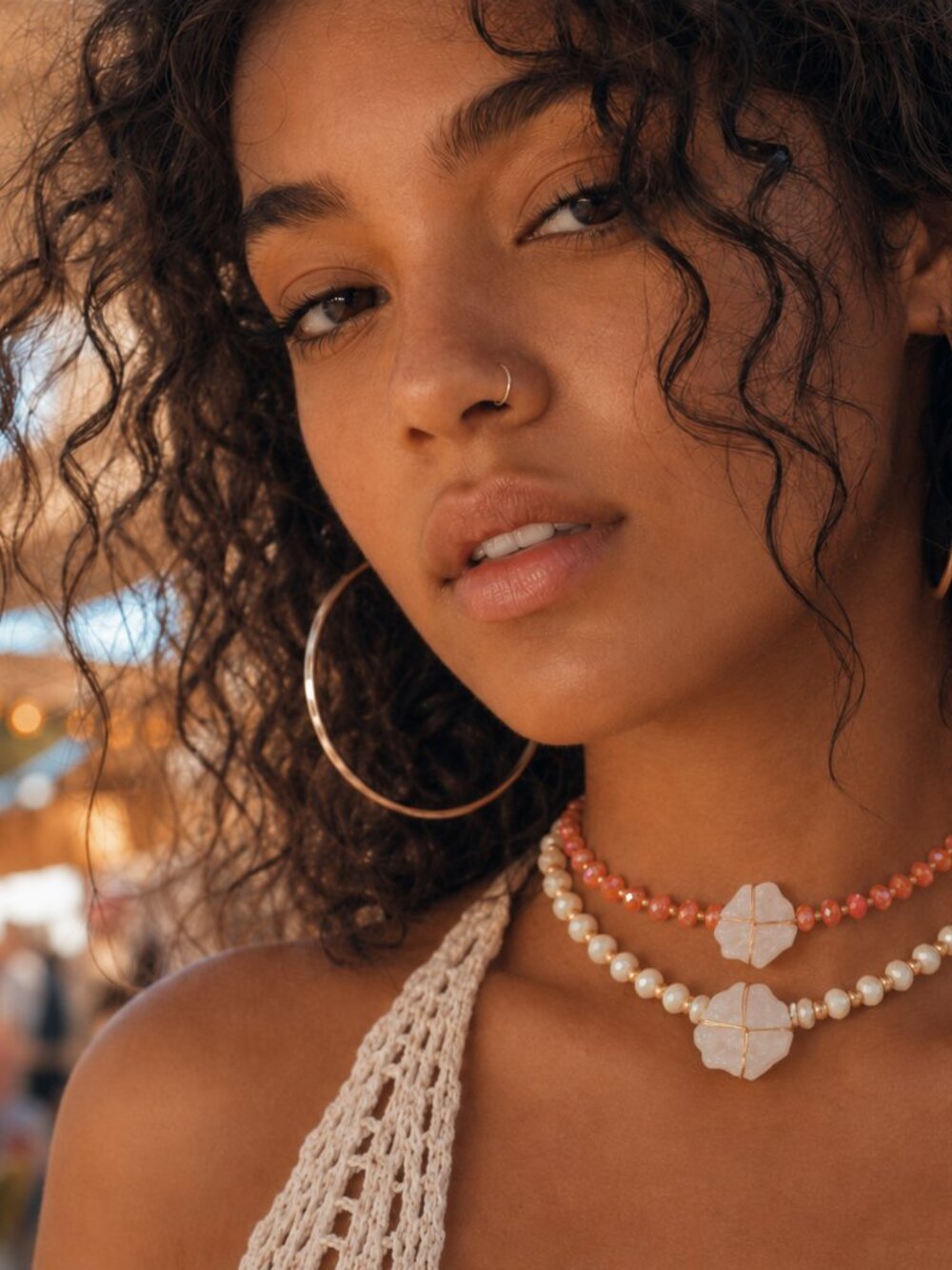 2-Way Wrap Style Raw Quartz Beaded Bracelet or Crop Necklace SET of 2 Colors NEW
